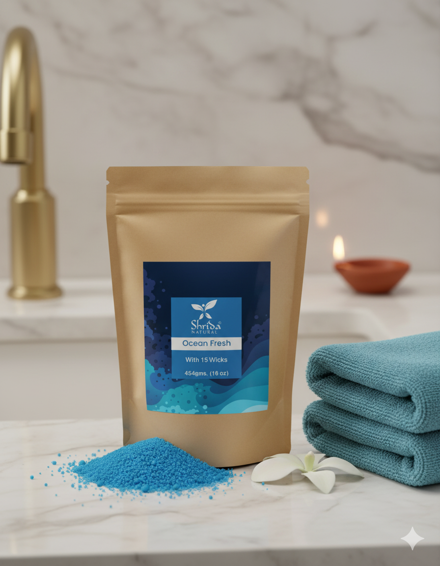 Shrida Naturals Snowfall Scented Sand Wax Candle - Light Blue, 454g | 15 Wicks | Festive Winter Aroma & Long-Lasting Burn | Perfect for Winter Home Decor | Candle for Cozy Home