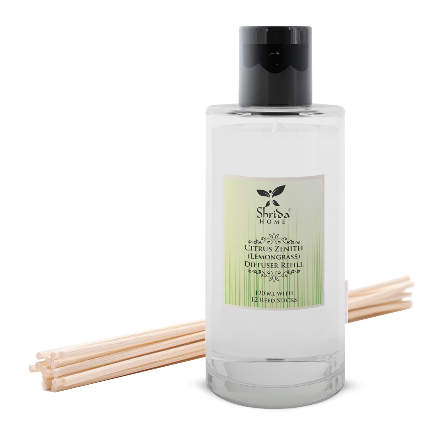 Shrida Plastic Citrus Zenith Reed Diffuser Refill -120 ML, Refreshing Aroma for Office, Home, and Stress Relief | Toxin-Free Room Freshener | Long-Lasting Scent up to 45 Days
