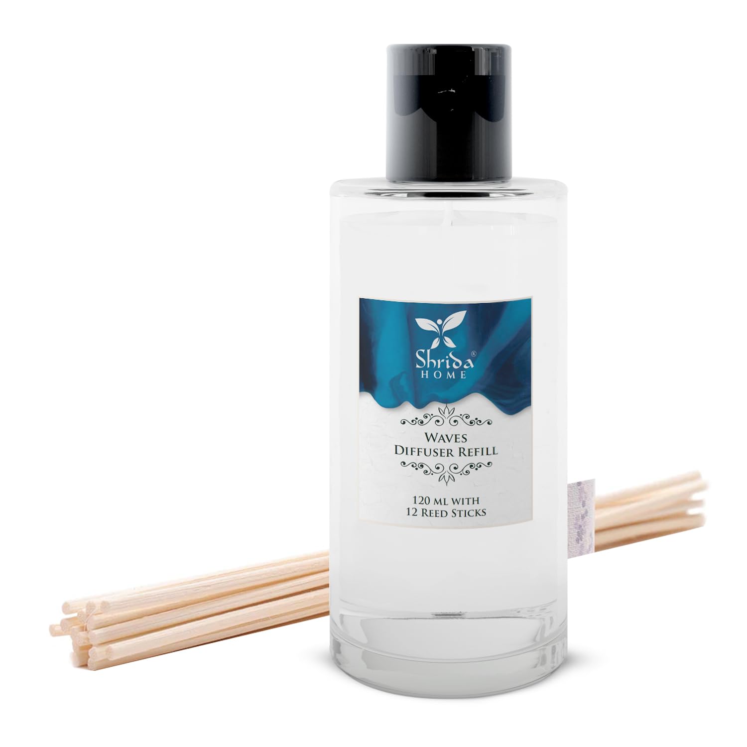 Shrida Plastic Waves Reed Diffuser Refill - 120 ML, Refreshing Aroma For Office, Home, And Stress Relief | Toxin-Free Room Freshener | Long-Lasting Scent Up To 45 Days