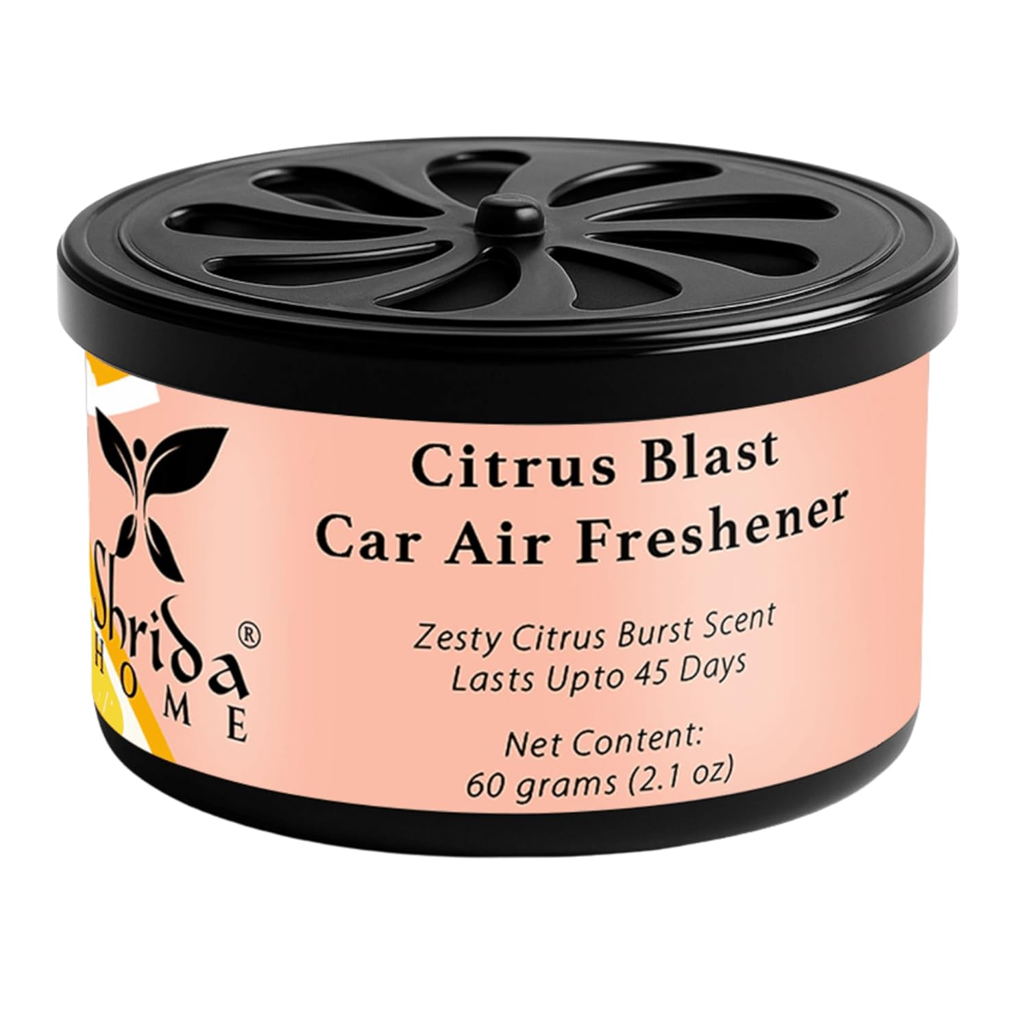 Shrida Naturals Citrus Blast Car Air Freshener Gel Pack of 1 (60g) | Long-Lasting Organic Car Perfume | Natural Odor Remover & Refreshing Car Fragrance Diffuser for Dashboard interior & Vents