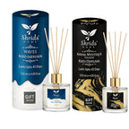 Shrida Reed Diffuser Assam Mystique Oudh & Oceanic Waves Reed Diffuser Combo | Toxin-Free, Long-Lasting Aroma for Home & Office | Refreshing Room Freshener | Pack of 2 (120ml Each) | Ideal for Gifting
