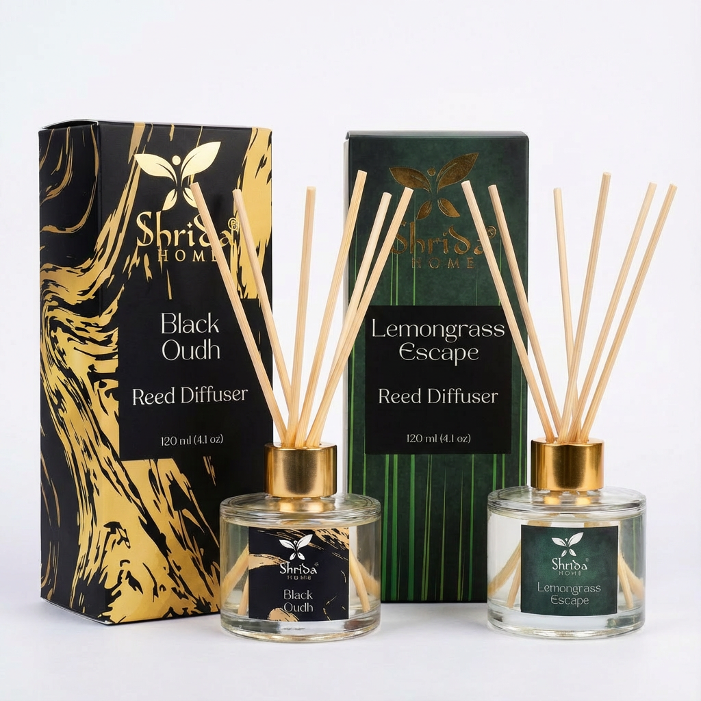 Black Oudh + Lemongrass Escape Combo | 120ml Each with 12 Rattan Sticks