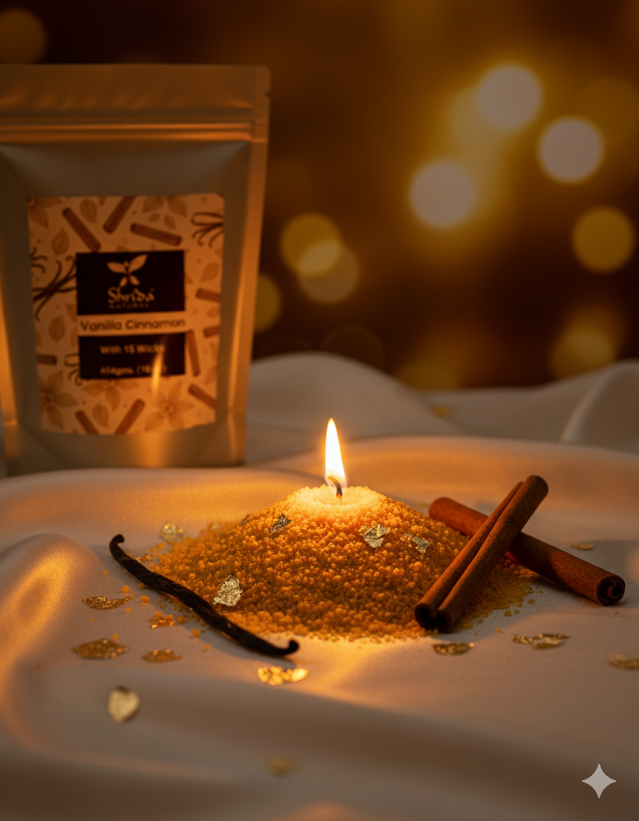 Shrida Naturals Gingerbread Scented Sand Wax Candle - Brown, 454g | with 15 Wicks | Festive Aroma, Long-Lasting Burn | Home Decor | Candle for Cozy Ambiance