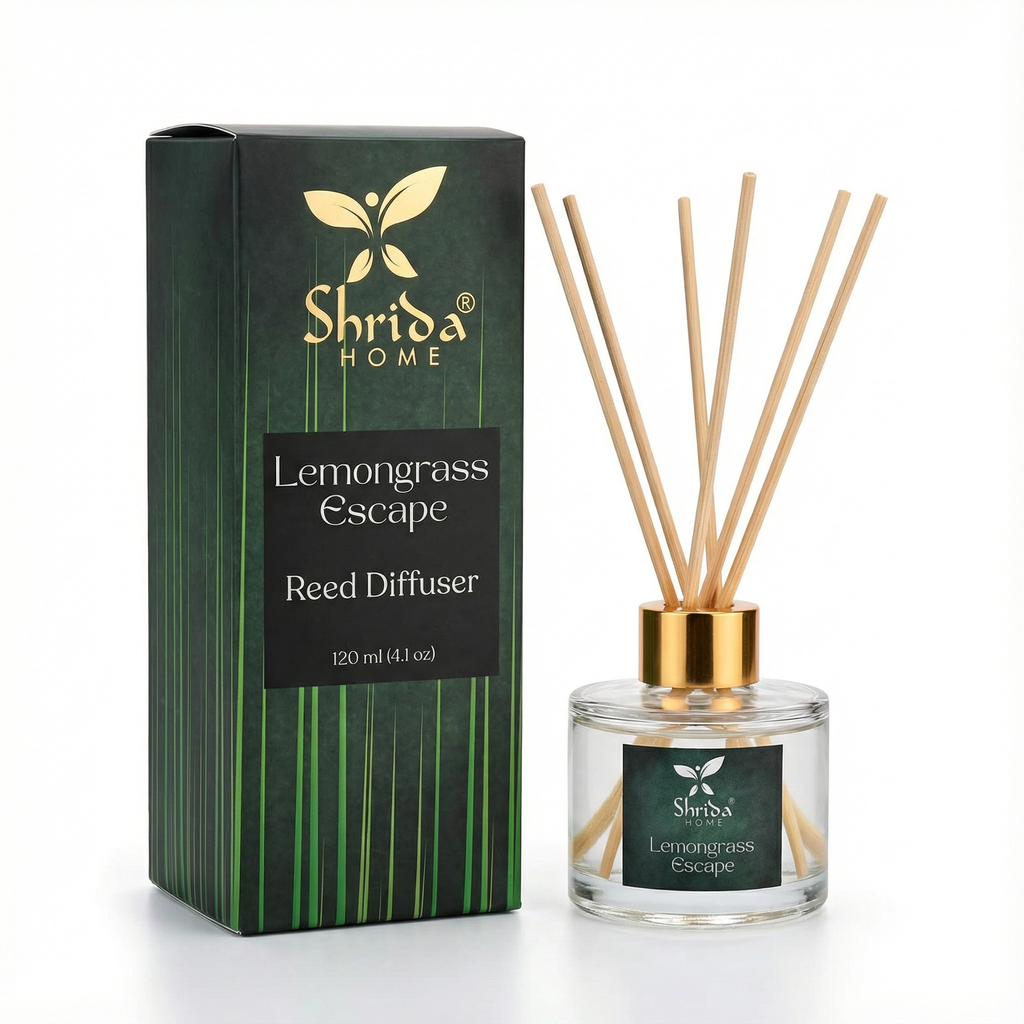 Shrida Lemongrass Escape Reed Diffuser | 120ml with 6 Rattan Sticks
