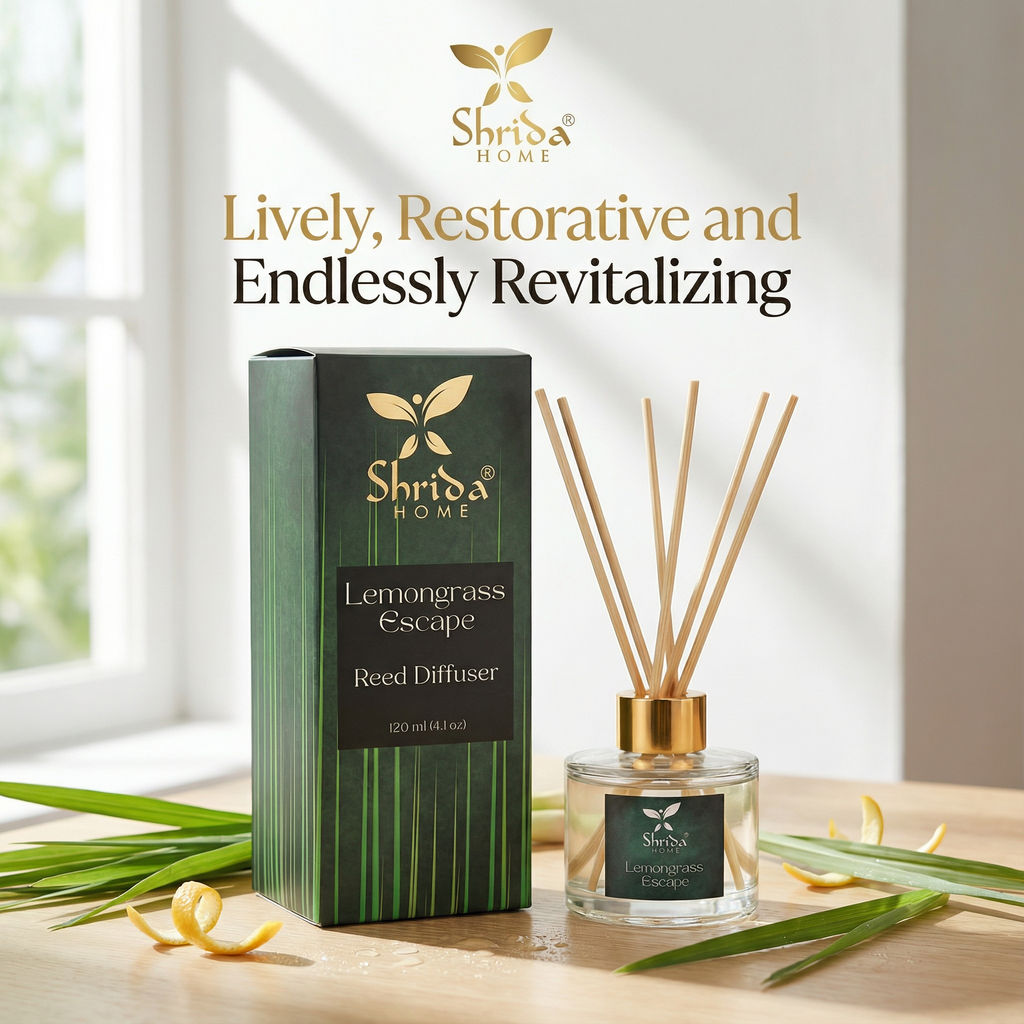 Shrida Lemongrass Escape Reed Diffuser | 120ml with 6 Rattan Sticks