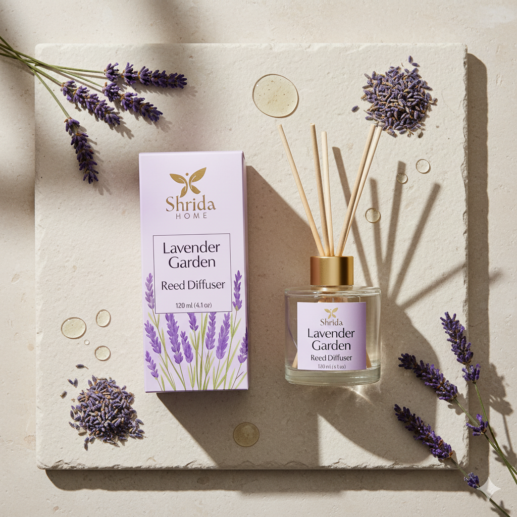 Shrida Lavender Garden Reed Diffuser | 120ml with 6 Rattan Sticks