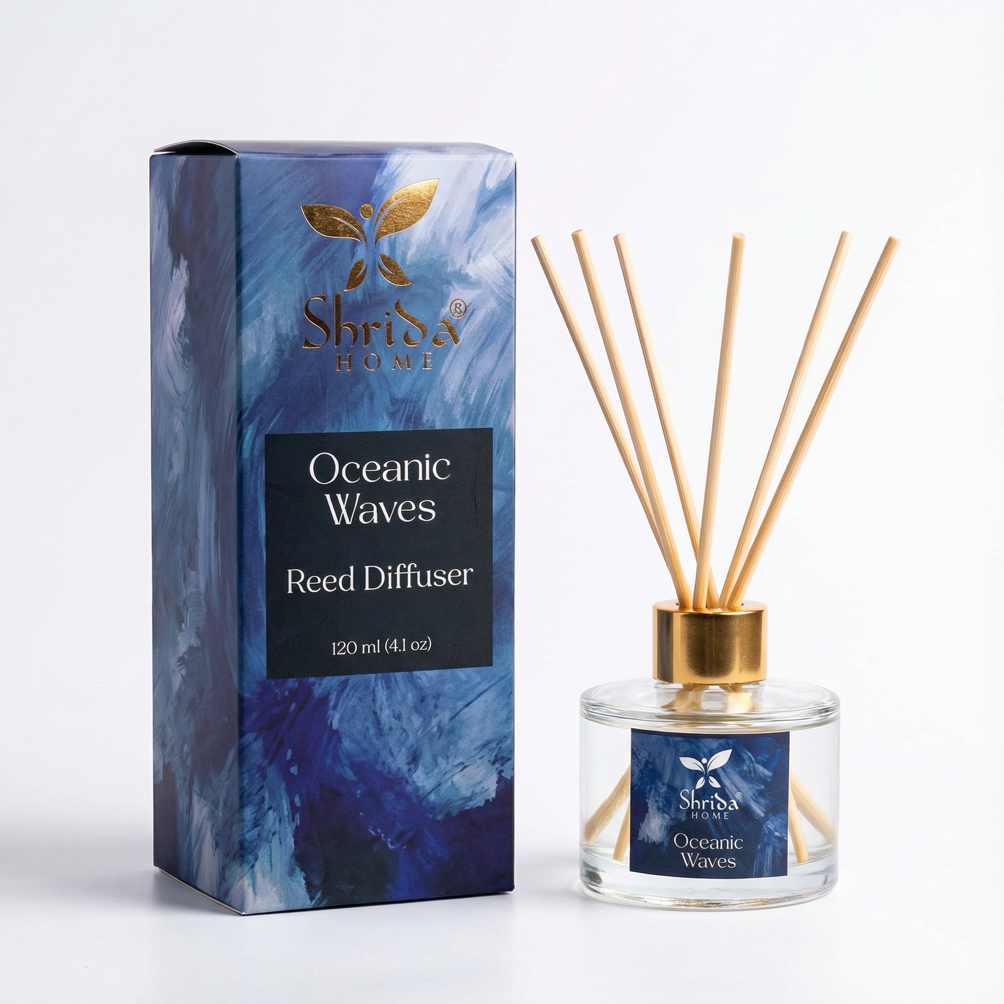 Shrida Oceanic Waves Reed Diffuser | 120ml with 6 Rattan Sticks