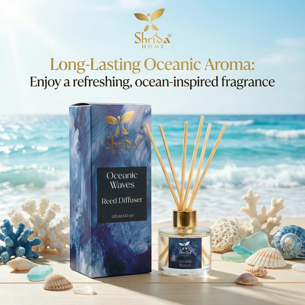 Shrida Oceanic Waves Reed Diffuser | 120ml with 6 Rattan Sticks