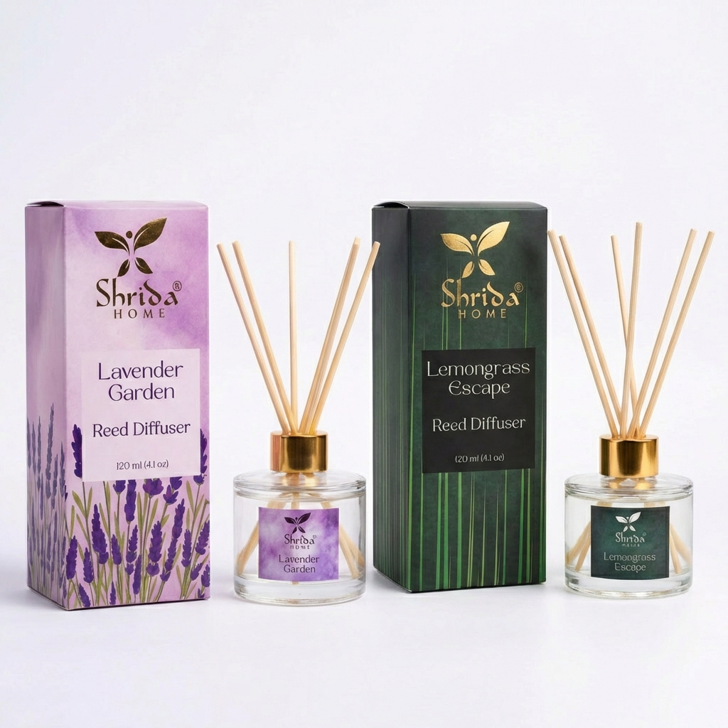 Lavender Garden + Lemongrass Escape Combo | 120ml Each with 12 Rattan Sticks