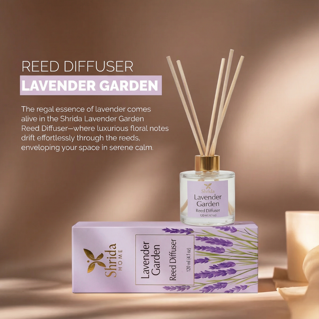Shrida Lavender Garden Reed Diffuser | 120ml with 6 Rattan Sticks